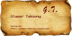 Glaser Taksony névjegykártya